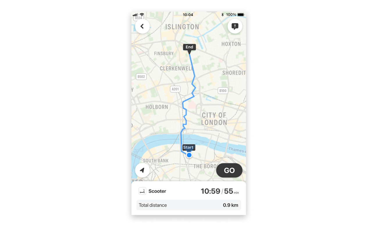 Scooter route in details